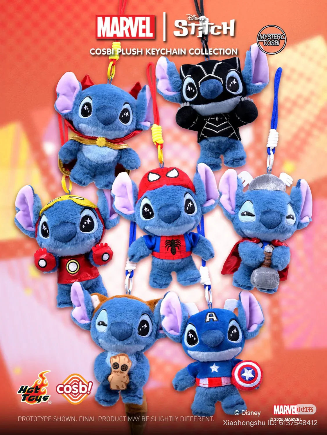 Cosbi Marvel x Stitch Plush Keychain Blind Box